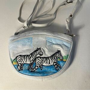 Handpainted Zebra Crossbody Bag